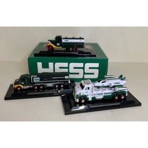Hess Miniature Toy Truck Set 2023 50th Anniversary Green White Excellent 3pc Set